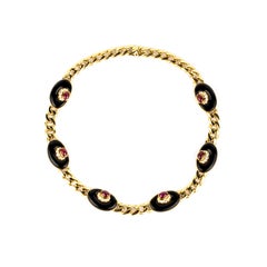 Rare Bulgari Onyx, Ruby and Gold “Half Moon” Set