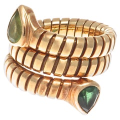 Rare Bulgari Two Headed Tubogas Serpenti Gold Ring Rare Bulgari Two Headed Tubogas Serpenti Gold Ring