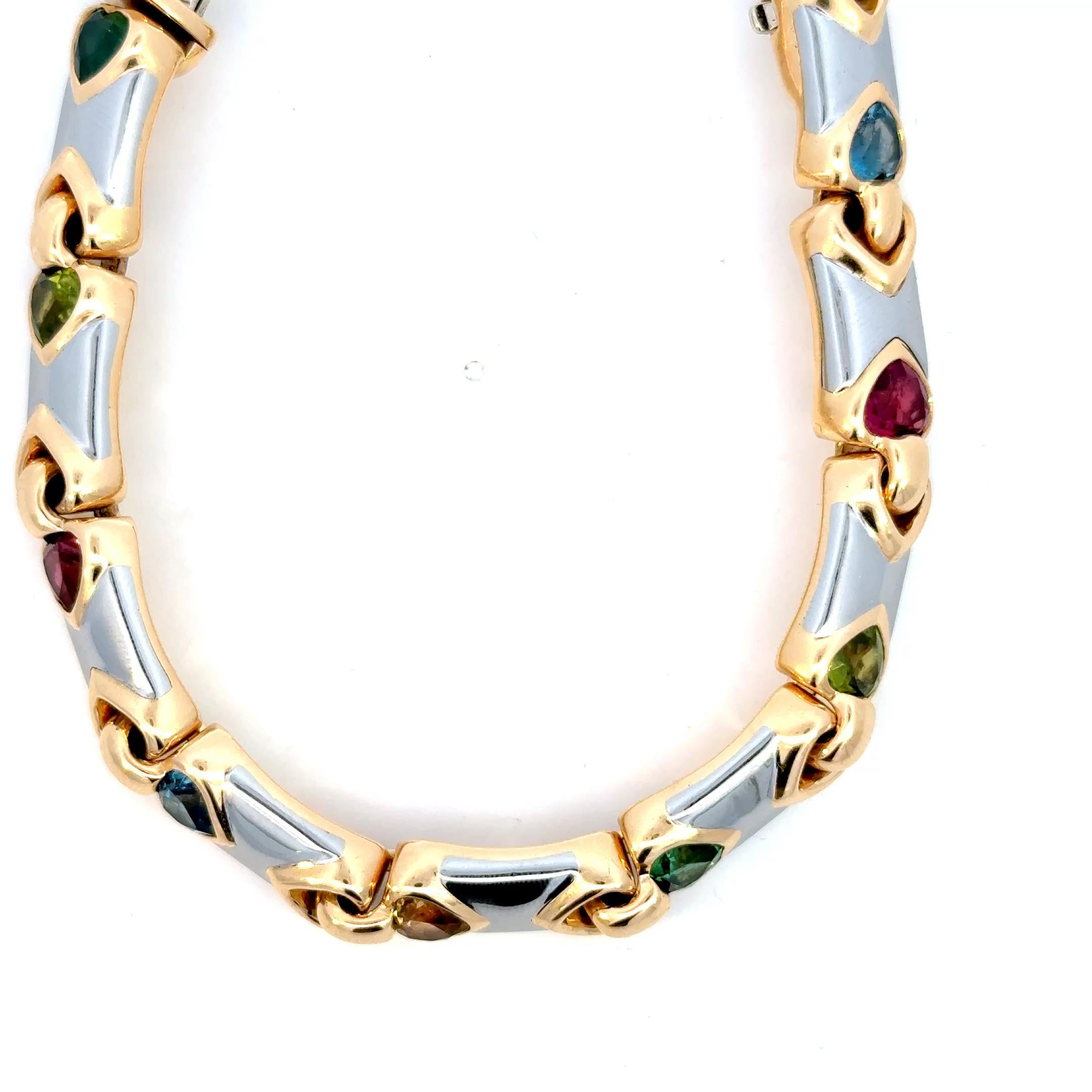 Taille cœur Bulgari Rare cœur multicolore en deux ors  Bracelet Doppio Cuore