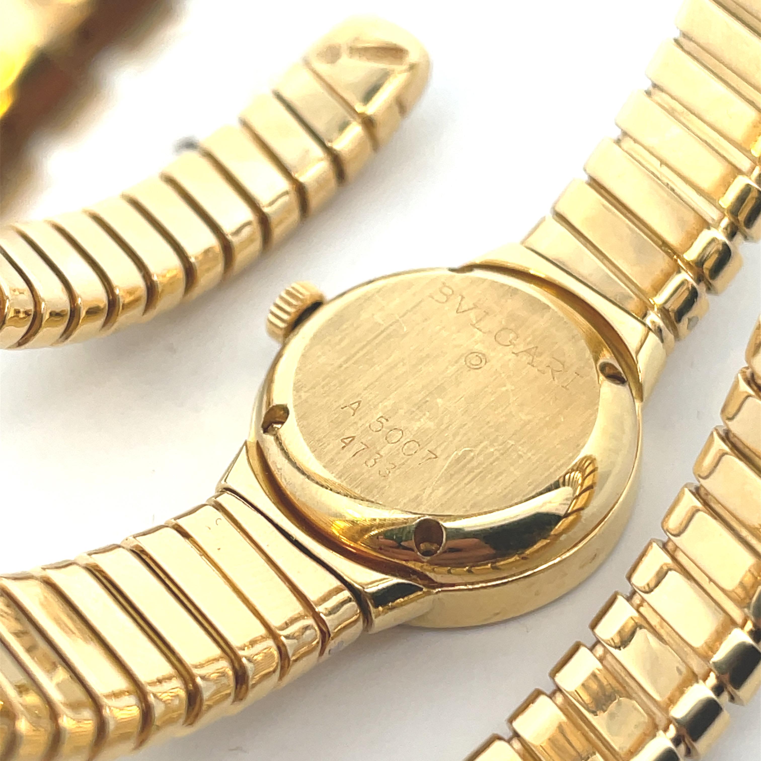 Rare  Bulgari Yellow Gold Tubogas Serpenti Vintage Automatic Central Dial&Papers For Sale 1