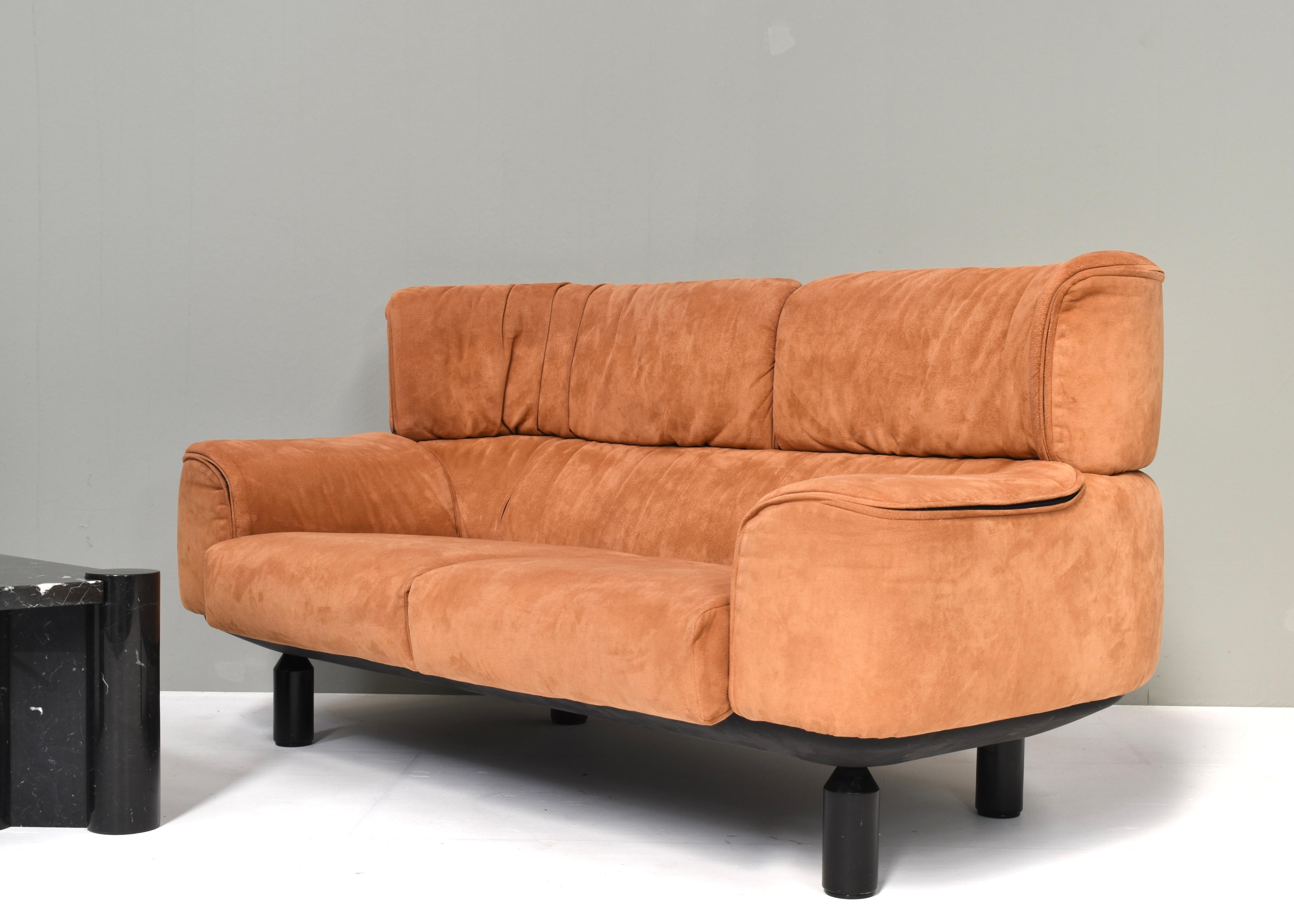 Mid-Century Modern Rare Bull Sofa in Terra Alcantara by Gianfranco Frattini for Cassina Italy, 1987 For Sale