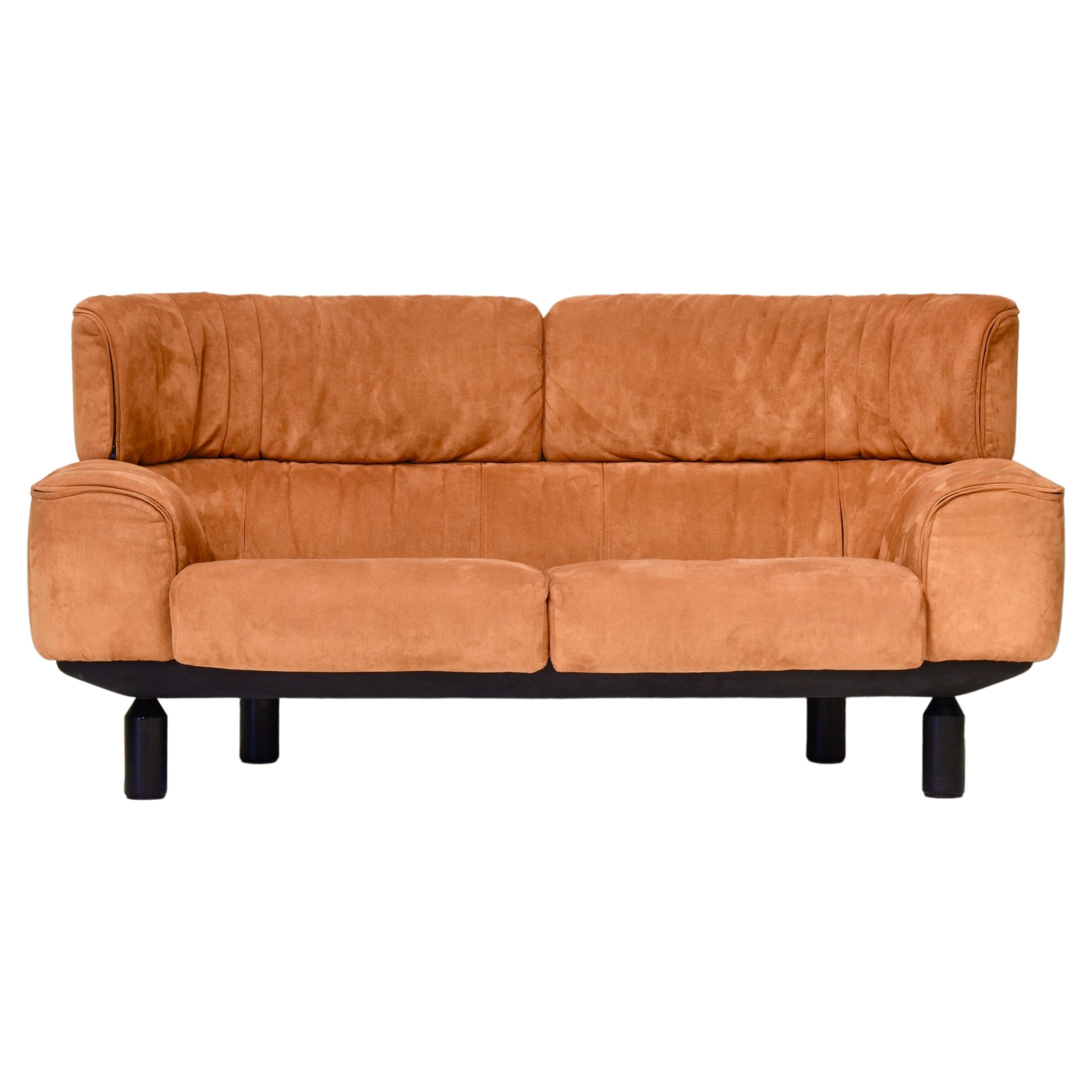 Rare Bull Sofa in Terra Alcantara by Gianfranco Frattini for Cassina Italy, 1987 For Sale