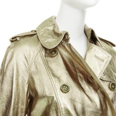 Cámafras metálica de piel de cordero de BURBERRY de la colección de pasarela de 2013, con doble botonadura, modelo IT38, talla XS