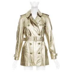 Cámafras metálica de piel de cordero de BURBERRY de la colección de pasarela de 2013, con doble botonadura, modelo IT38, talla XS