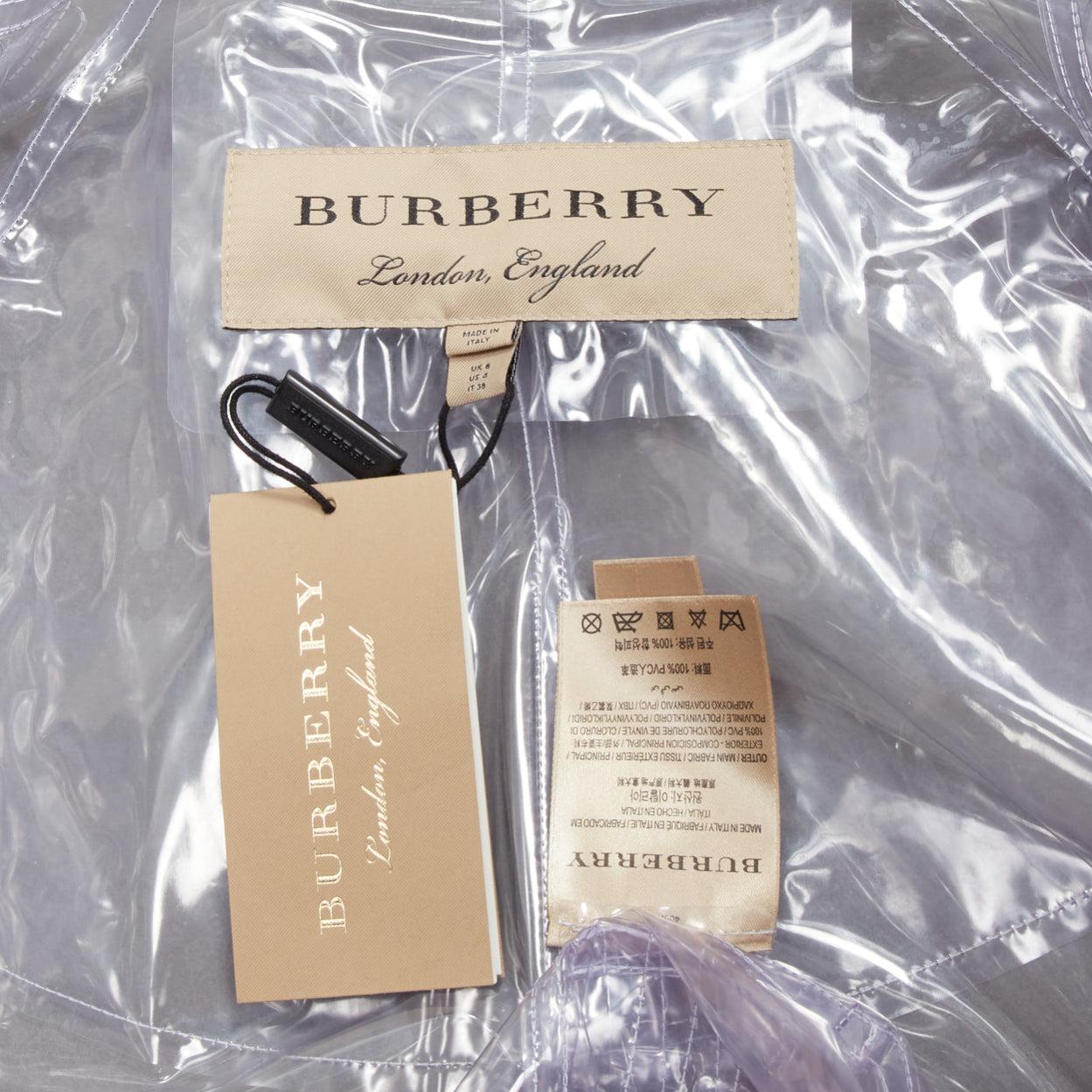 rare BURBERRY 2018 transparent clear PVC trench coat raincoat UK6 M 5