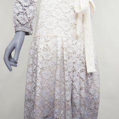 Robe rare BURBERRY PRORSUM 2014 gris crème ombre en dentelle IT38 XS Olivia Palermo