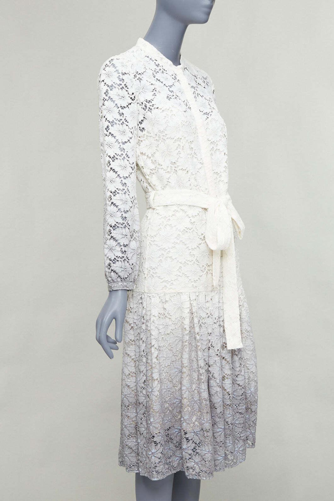 raro BURBERRY PRORSUM 2014 crema gris ombre vestido de encaje IT38 XS Olivia Palermo Gris en venta