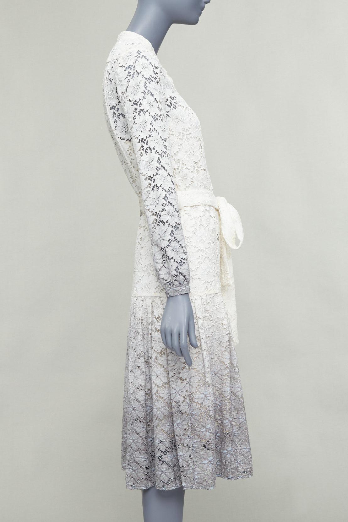 rare BURBERRY PRORSUM 2014 cream grey ombre lace dress IT38 XS Olivia Palermo In Excellent Condition In Hong Kong, NT