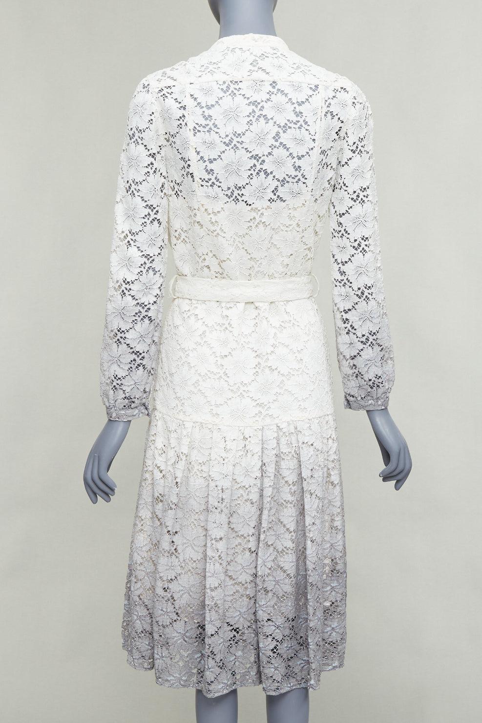 Women's rare BURBERRY PRORSUM 2014 cream grey ombre lace dress IT38 XS Olivia Palermo