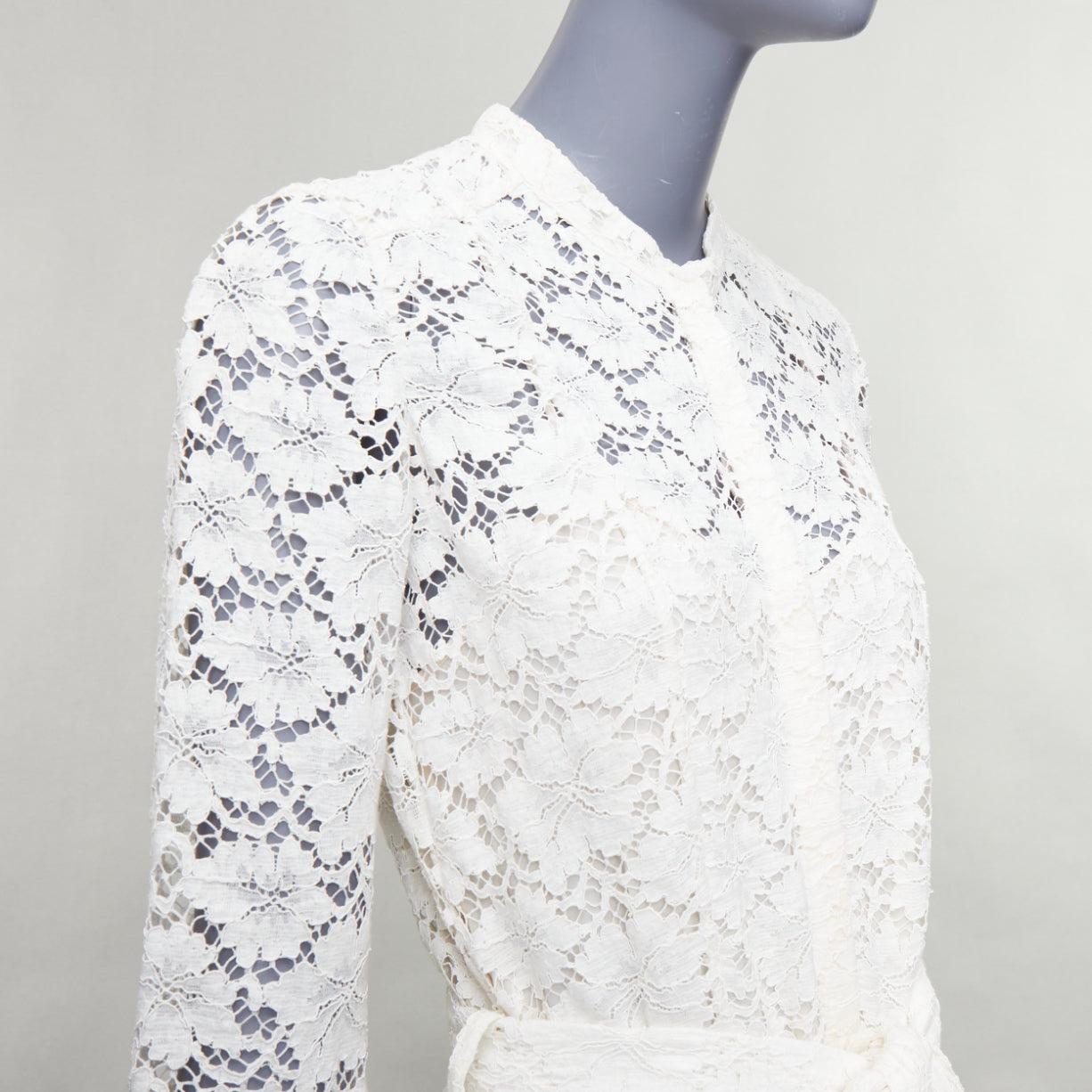 rare BURBERRY PRORSUM 2014 cream grey ombre lace dress IT38 XS Olivia Palermo 2