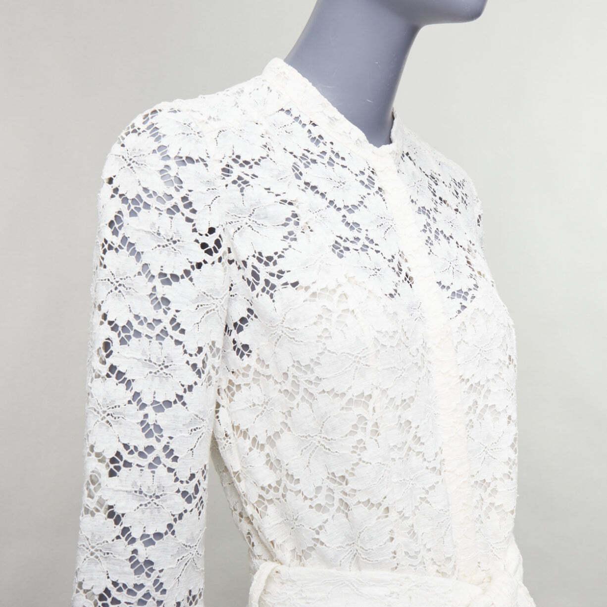 raro BURBERRY PRORSUM 2014 crema gris ombre vestido de encaje IT38 XS Olivia Palermo en venta 2