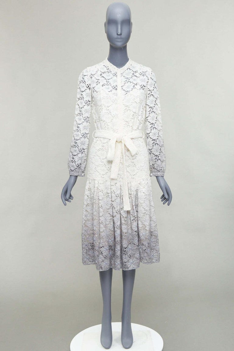 rare BURBERRY PRORSUM 2014 cream grey ombre lace dress IT38 XS Olivia  Palermo For Sale at 1stDibs