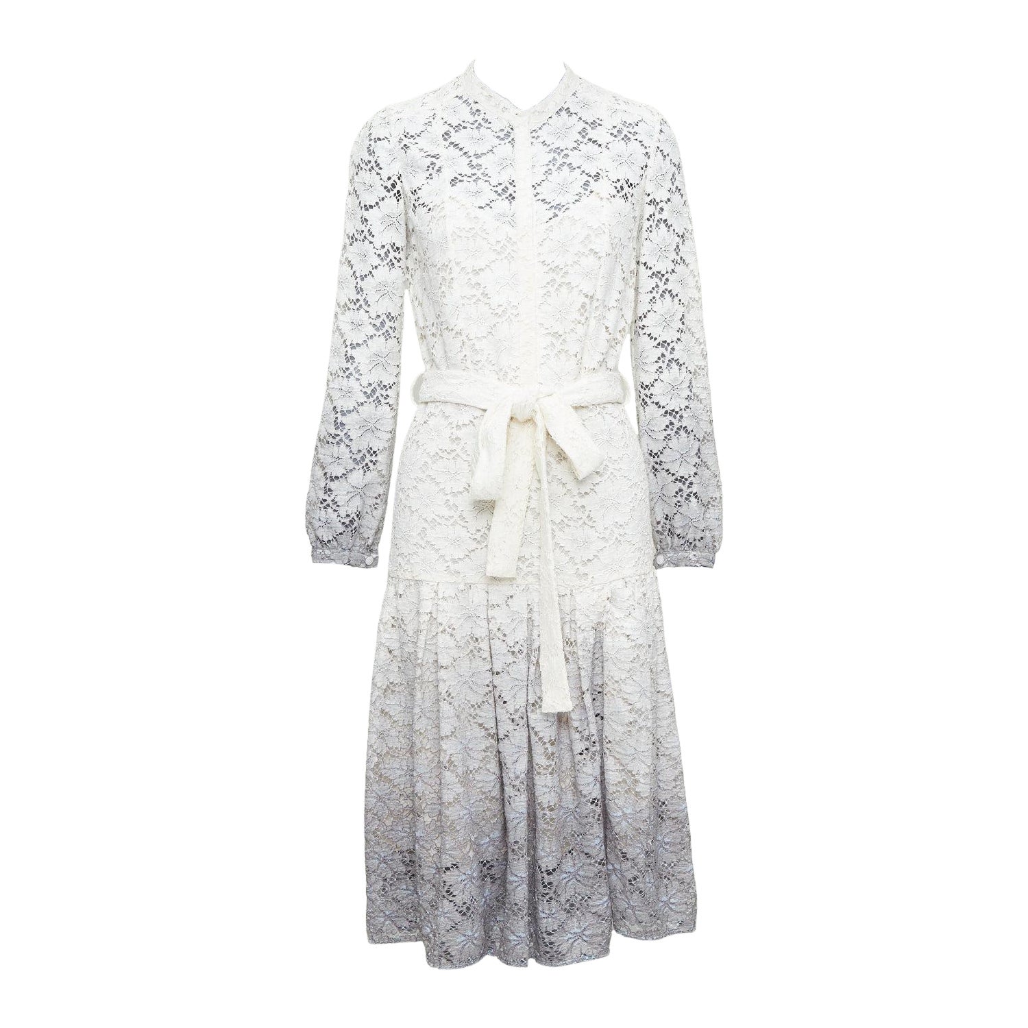 rare BURBERRY PRORSUM 2014 cream grey ombre lace dress IT38 XS Olivia Palermo