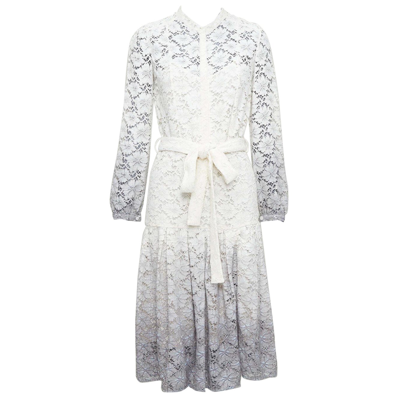 raro BURBERRY PRORSUM 2014 crema gris ombre vestido de encaje IT38 XS Olivia Palermo en venta