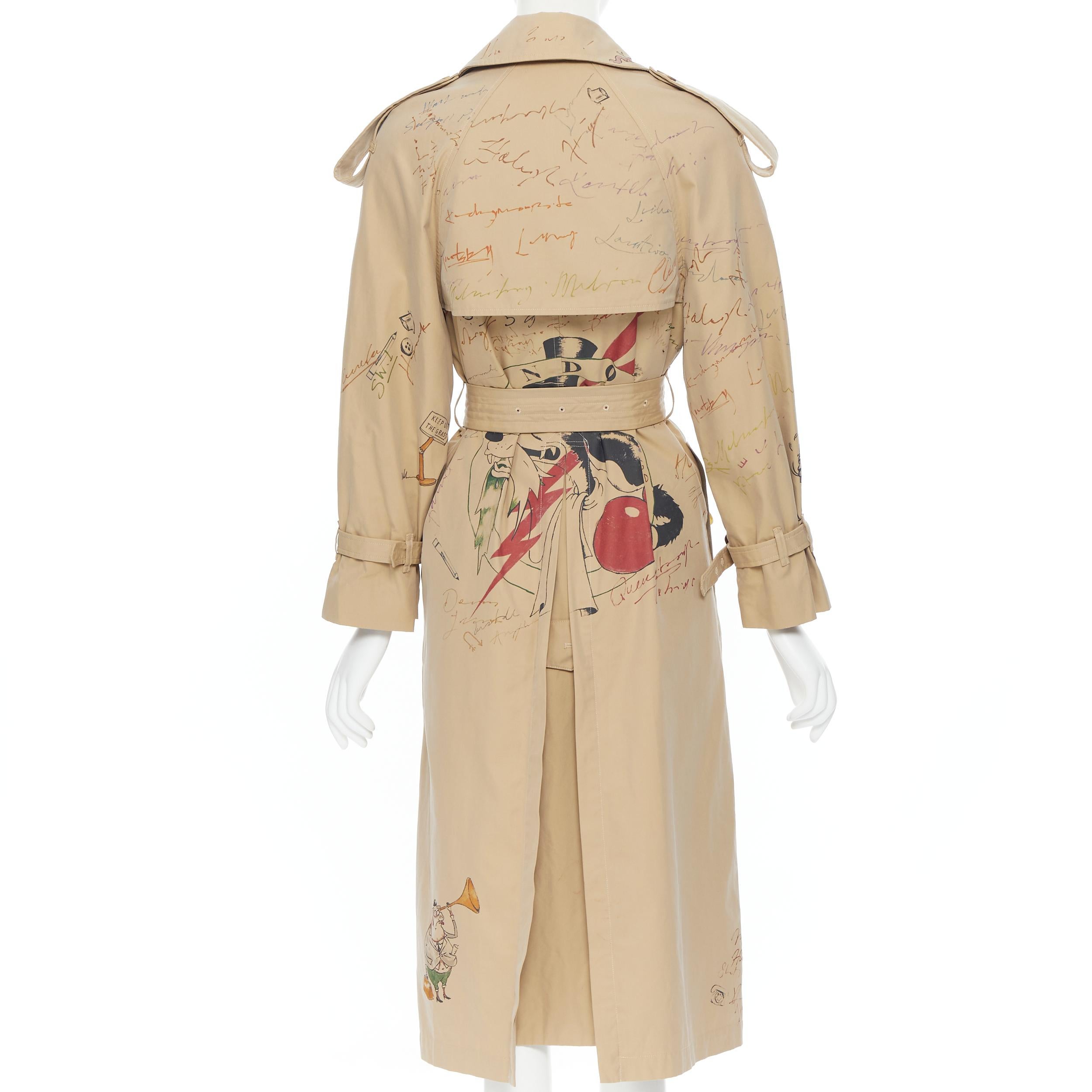 rare BURBERRY Sketch cartoon print House check Tropical Gabardine trench S In Excellent Condition In Hong Kong, NT