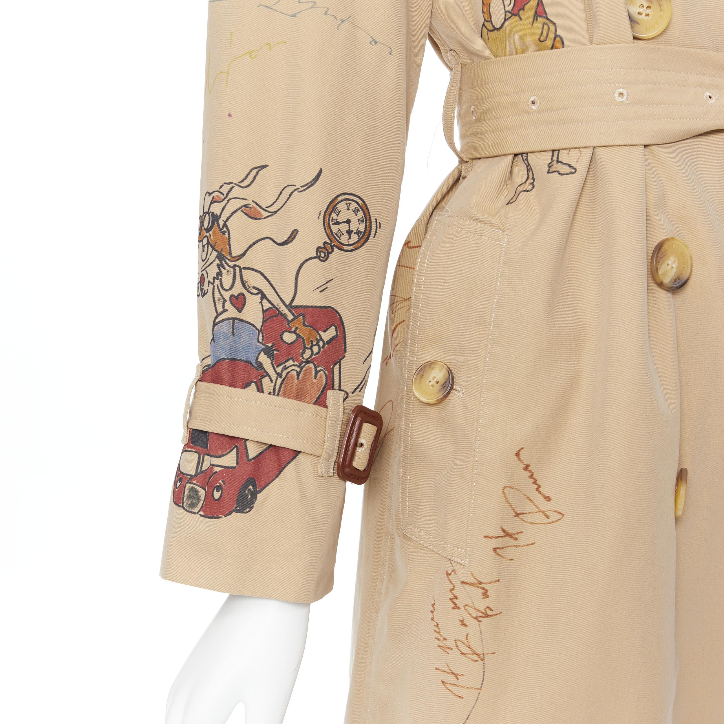 Seltener BURBERRY Skizzen- Cartoon-Druck Haus Karo Tropischer Gabardine-Trench S 4