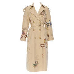 raro BURBERRY Sketch dibujo animado House check Gabardina tropical trench S