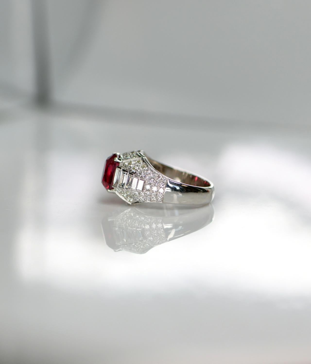 Women's or Men's Rare Burma Red Spinel and Diamond Ring by Bulgari