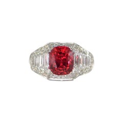 Rare Burma Red Spinel and Diamond Ring by Bulgari