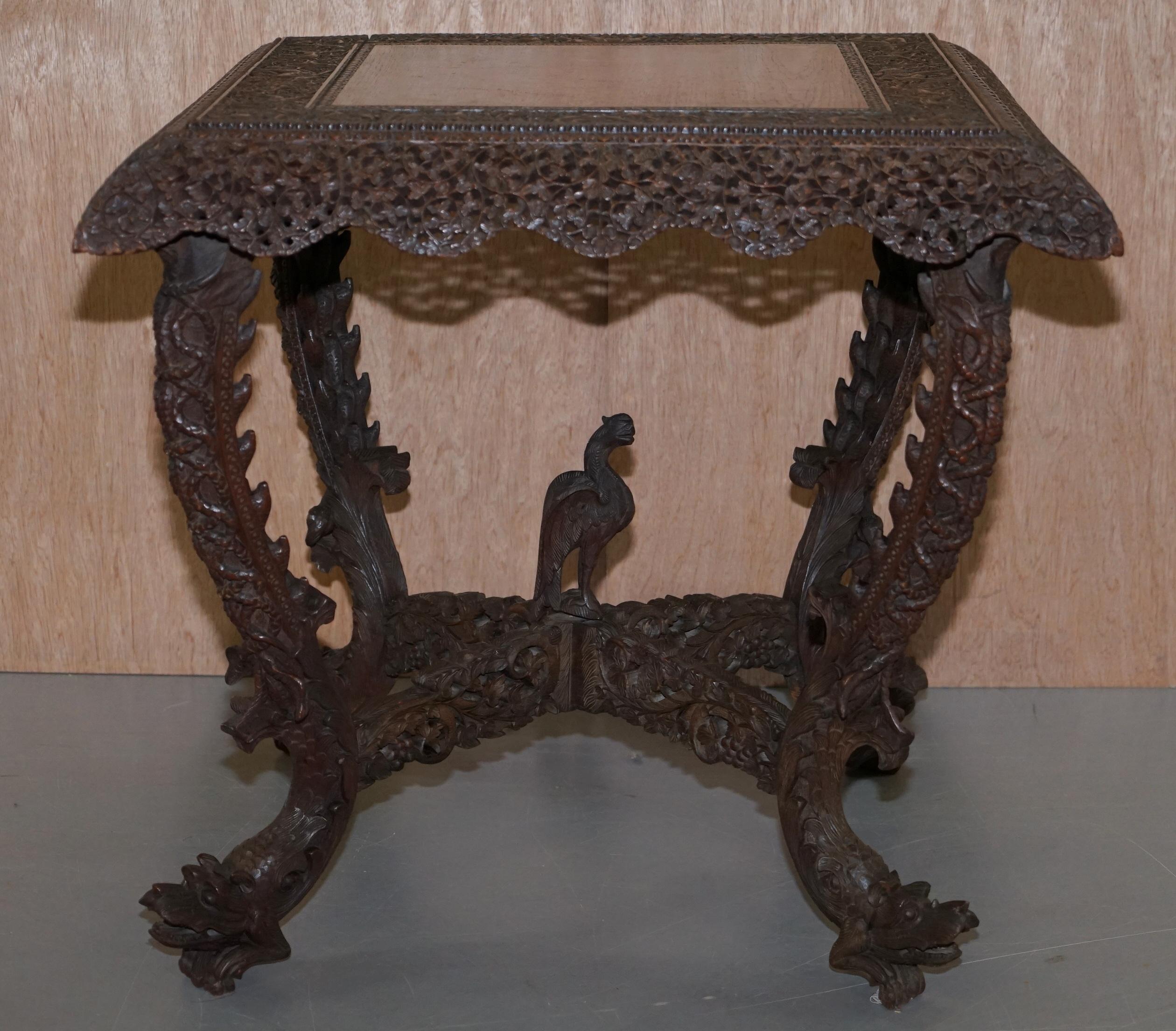 Rare Burmese circa 1880 Anglo Indian Hardwood Square Centre Occasional Table 12