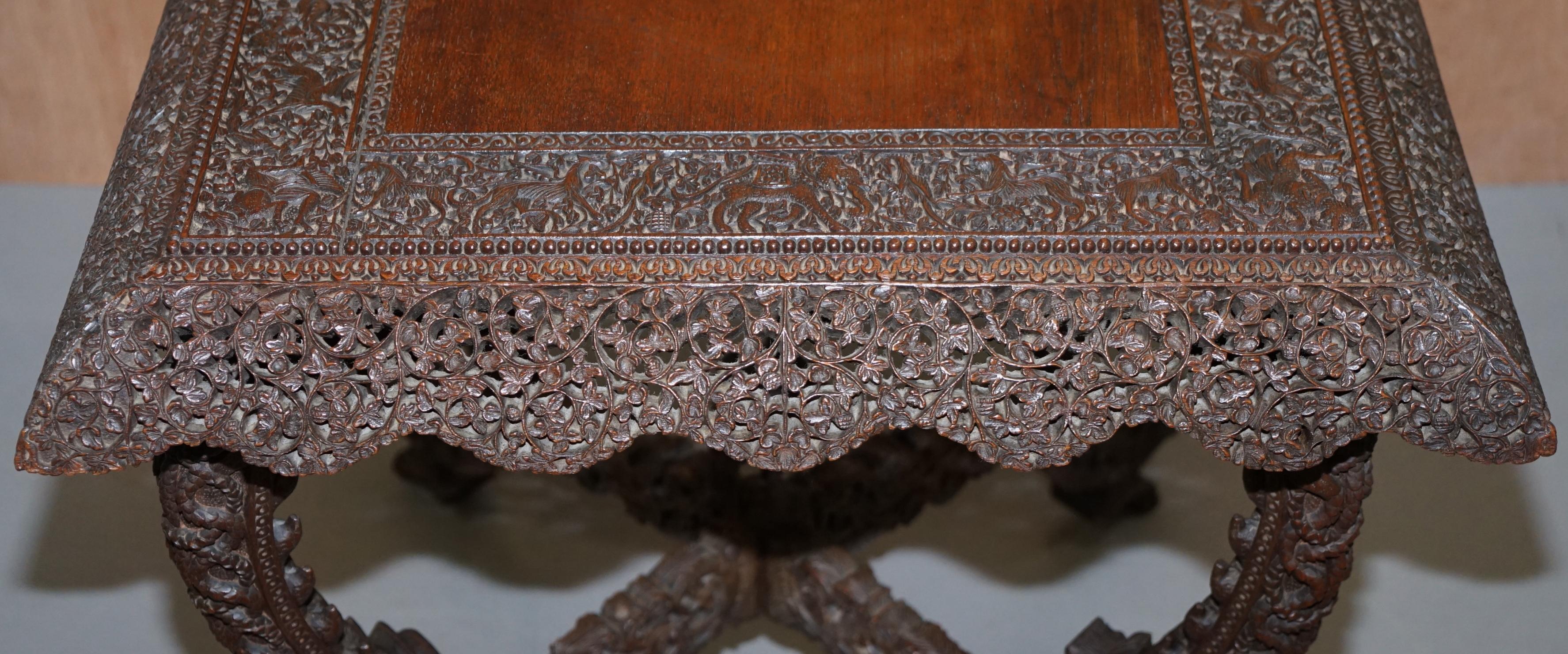 Hand-Crafted Rare Burmese circa 1880 Anglo Indian Hardwood Square Centre Occasional Table
