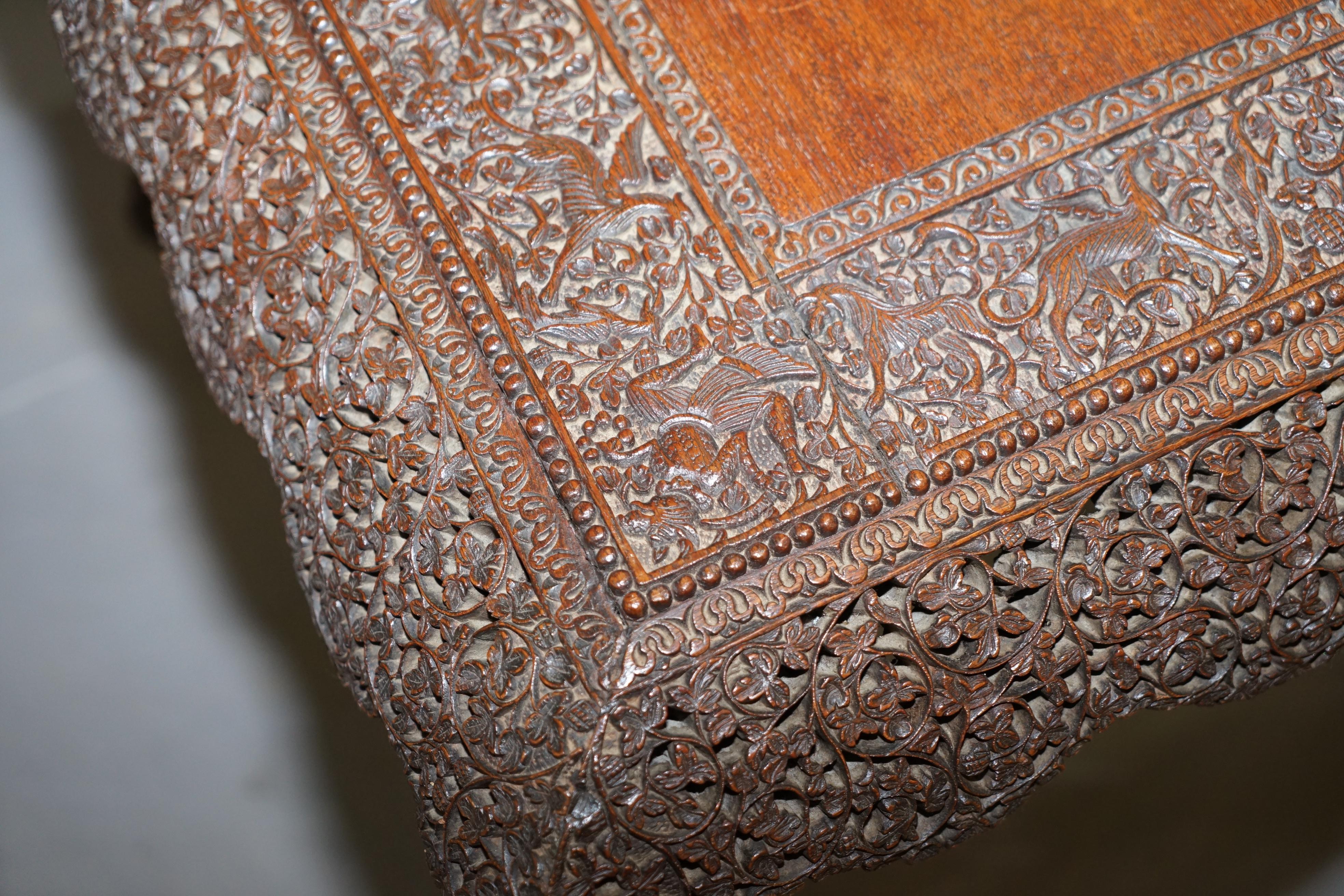 Rare Burmese circa 1880 Anglo Indian Hardwood Square Centre Occasional Table 4