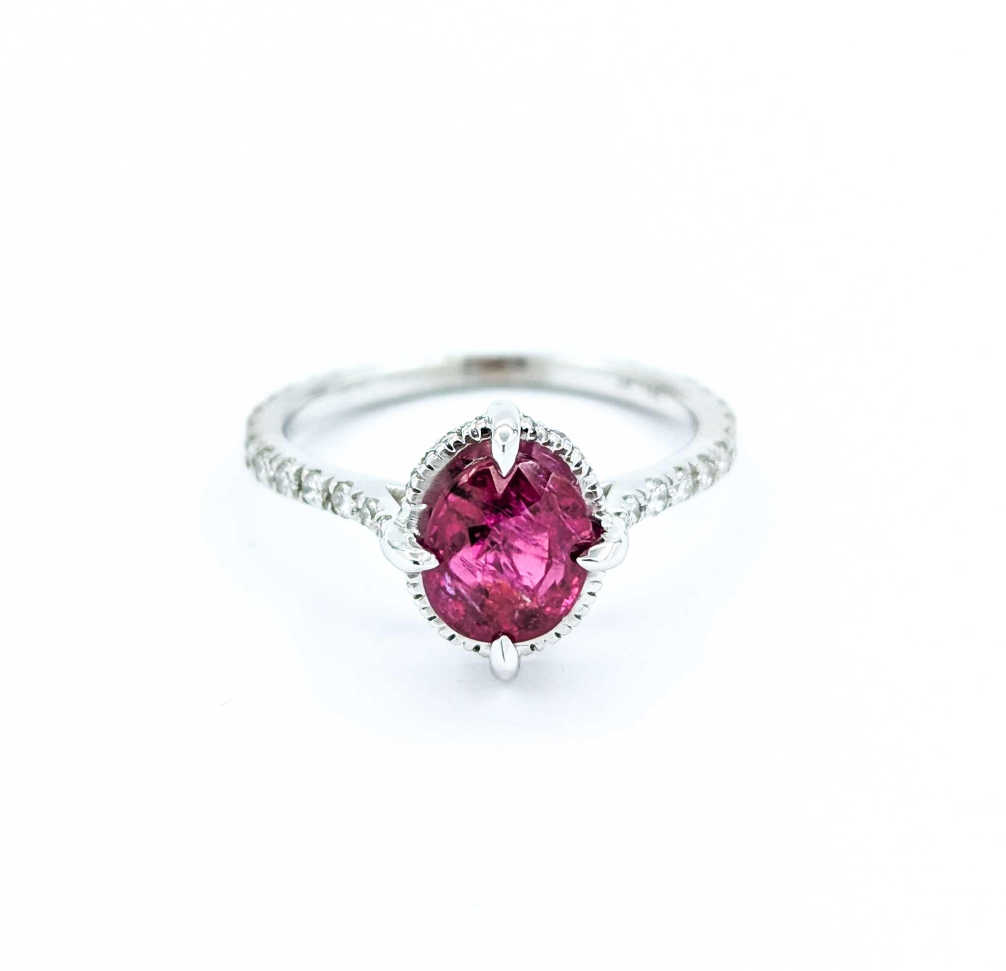 Rare Burmese Ruby Ring With Diamonds in 18k White Gold For Sale 5