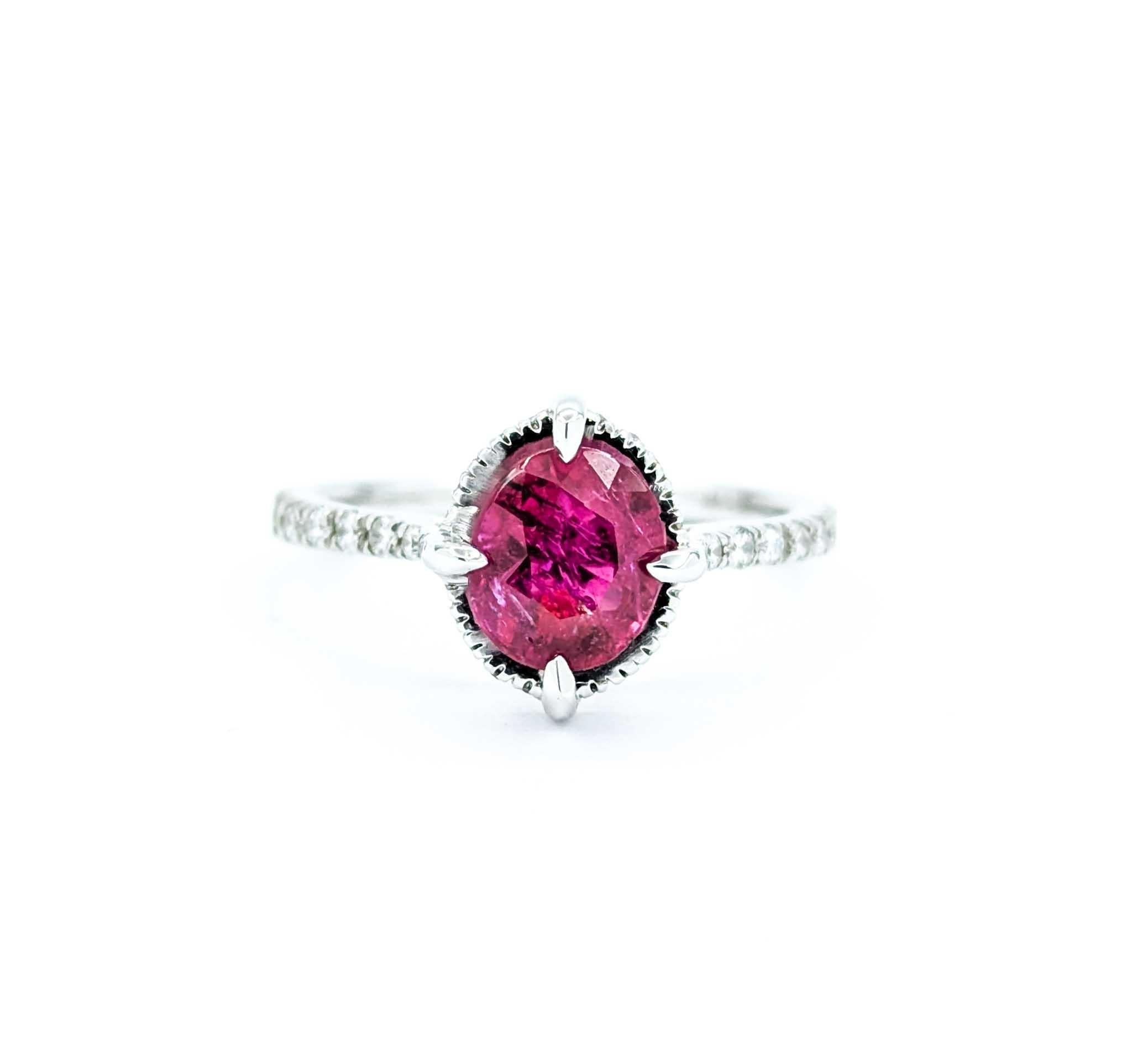 Rare Burmese Ruby Ring With Diamonds in 18k White Gold For Sale 6