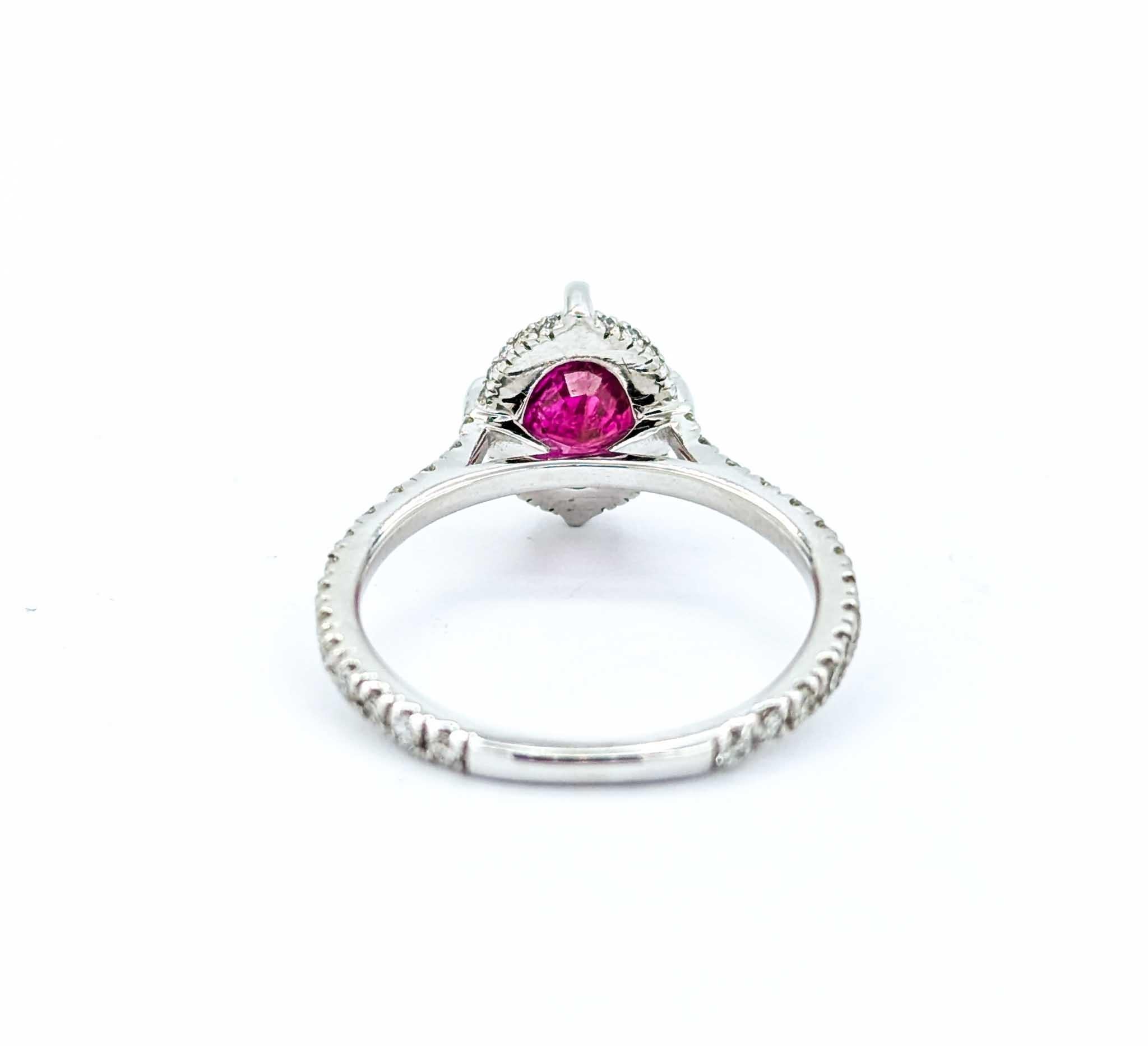 Rare Burmese Ruby Ring With Diamonds in 18k White Gold For Sale 2