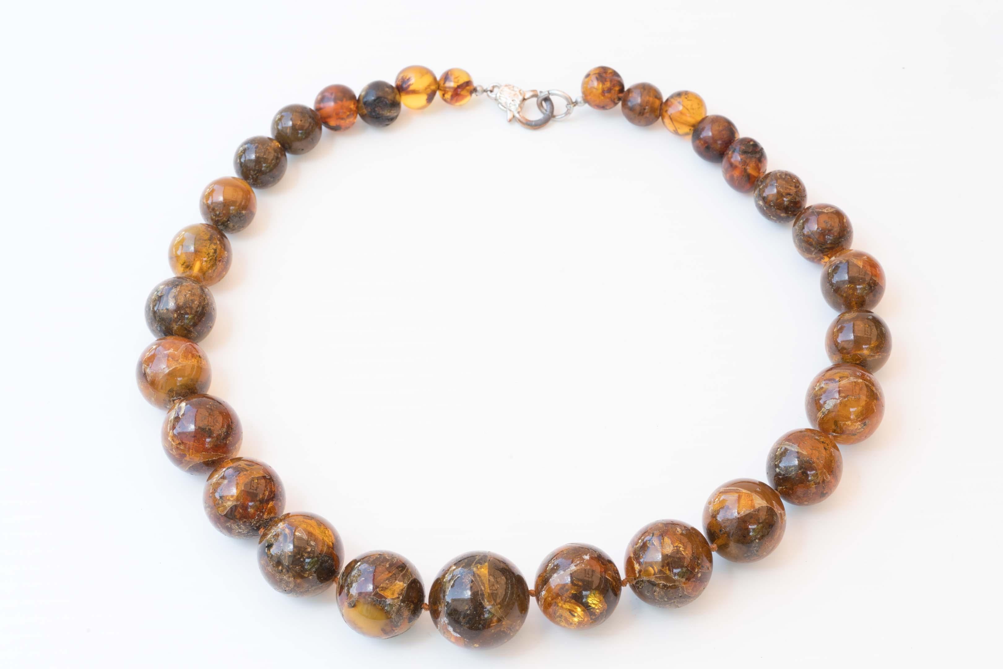 Round Cut Rare Burmite Tribal 140 gram Amber Necklace  For Sale
