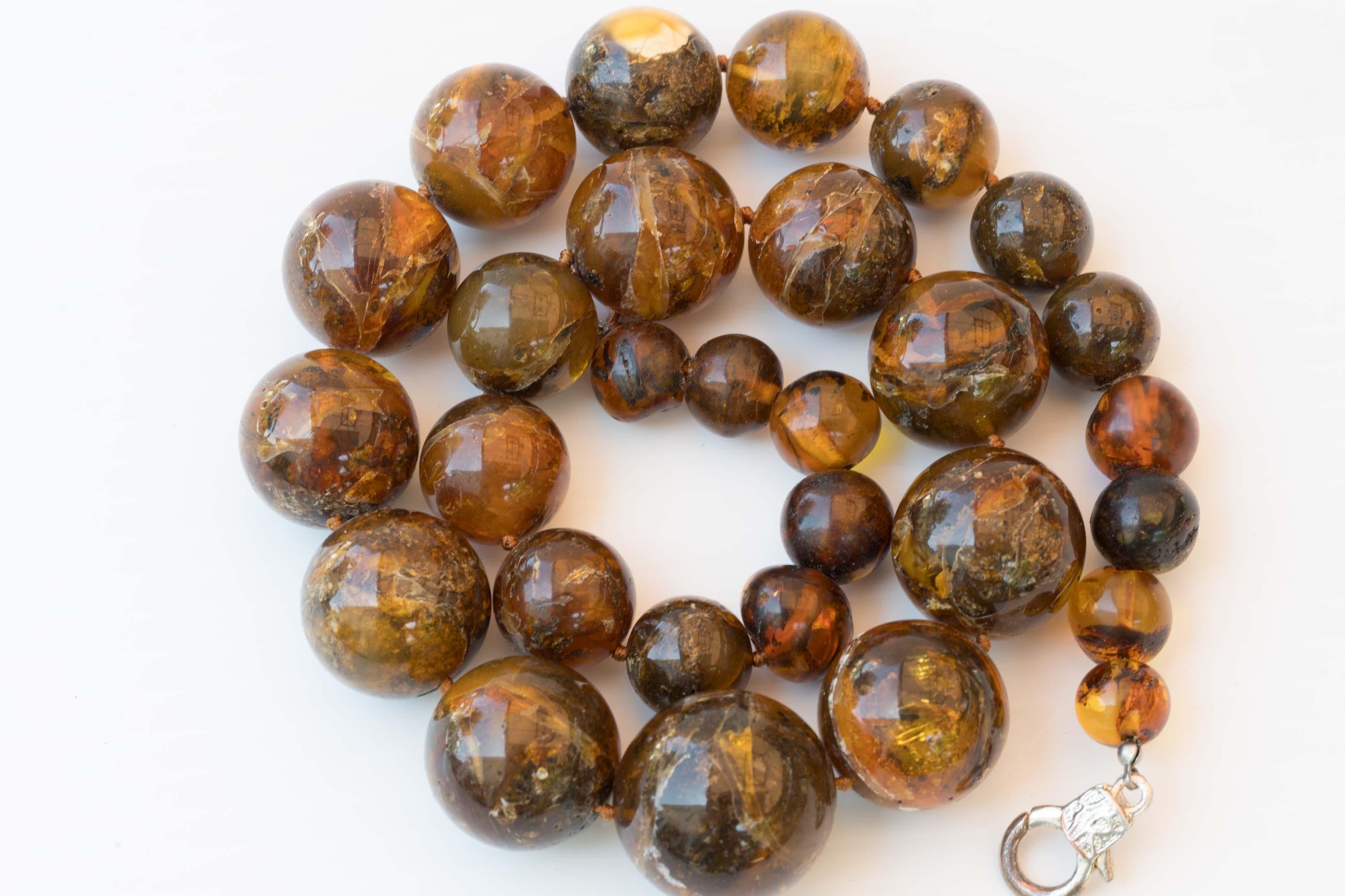 Women's Rare Burmite Tribal 140 gram Amber Necklace  For Sale