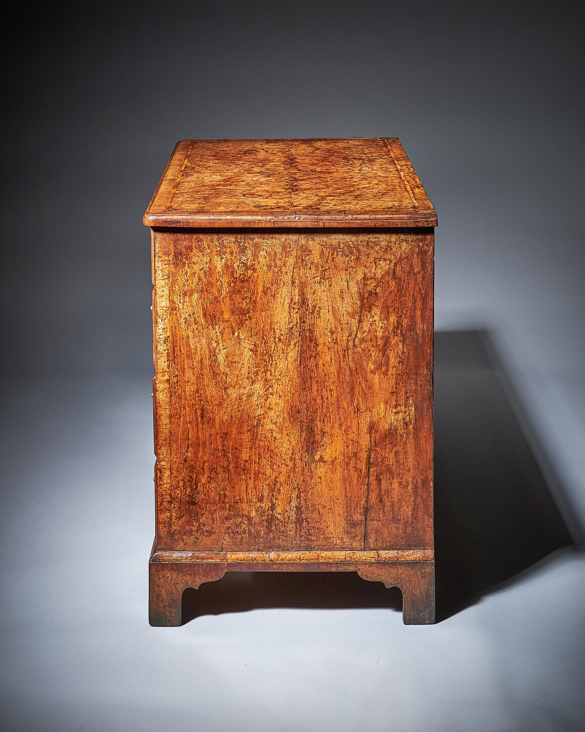 Rare Burr Walnut George II 18th Century Kneehole Desk, circa 1730-1740, England 4