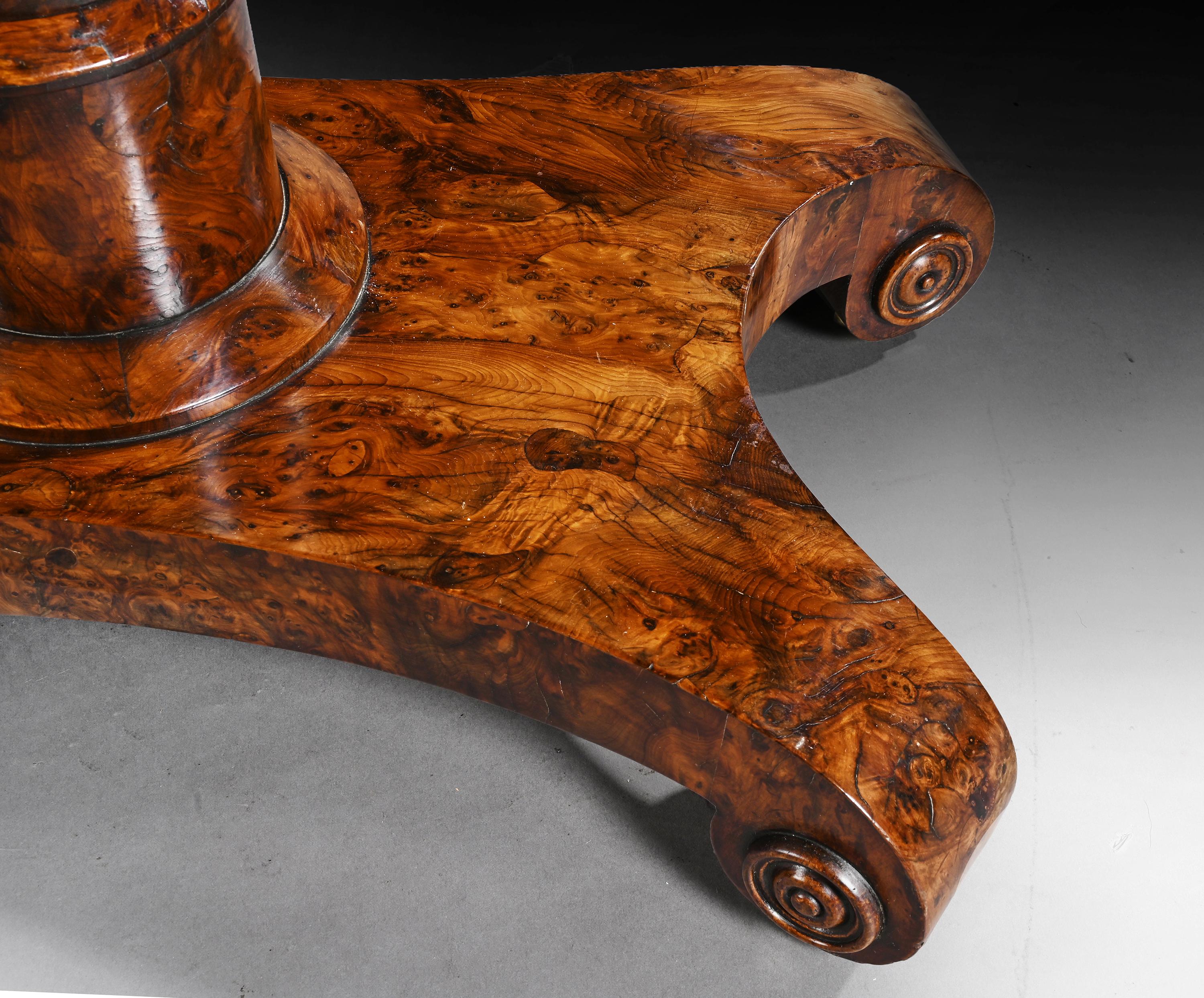 Rare Burr Yew Wood Late Regency Card Table 1