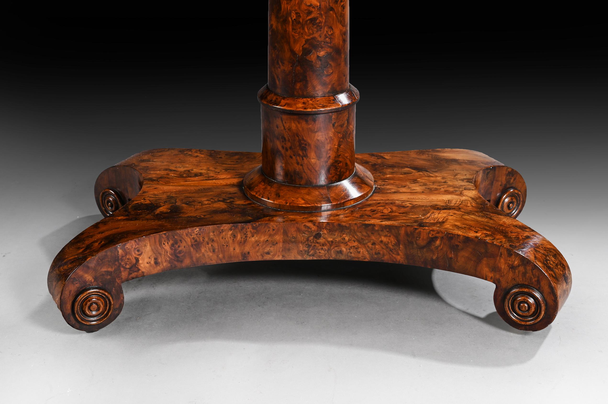 Rare Burr Yew Wood Late Regency Card Table 3