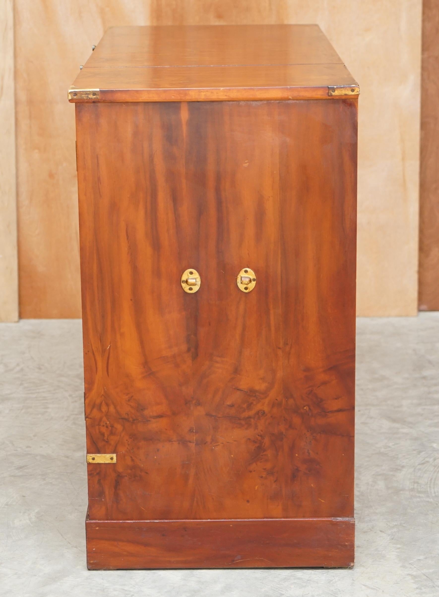 Rare Burr Yew Wood Military Campaign Gentleman's Dressing Table Chest of Drawers For Sale 6