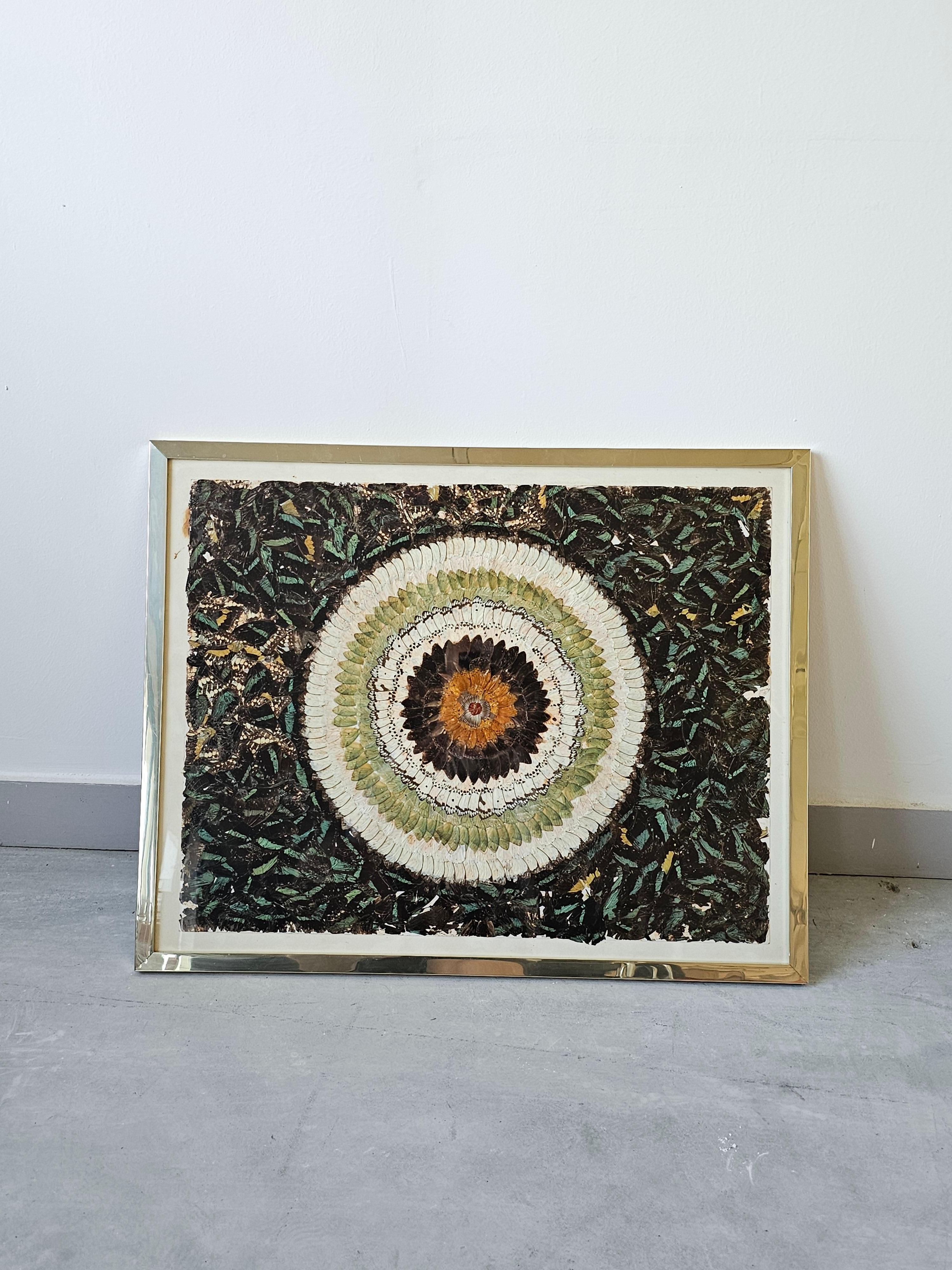 Art Deco Rare Butterfly Wings Kaleidoscope, framed wall mount art, France 1930s For Sale