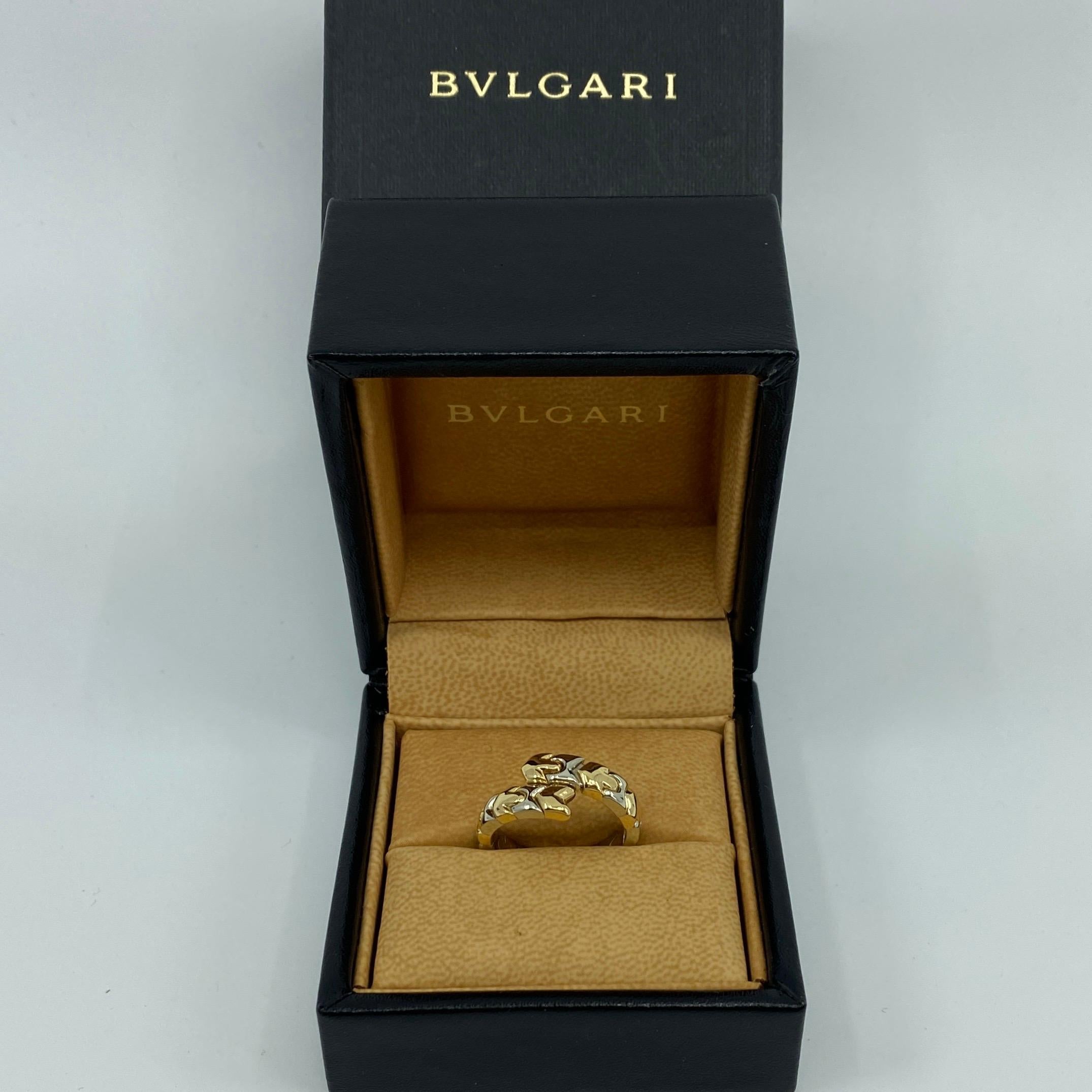 Rare Vintage Bvlgari Alveare Parentesi 18k Yellow Gold & Steel Spring Snake Ring 6