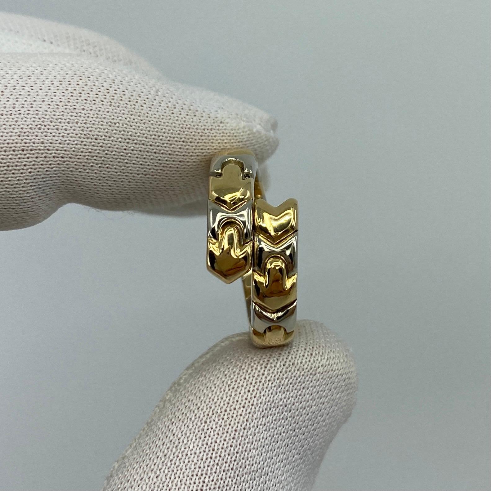 Women's or Men's Rare Vintage Bvlgari Alveare Parentesi 18k Yellow Gold & Steel Spring Snake Ring