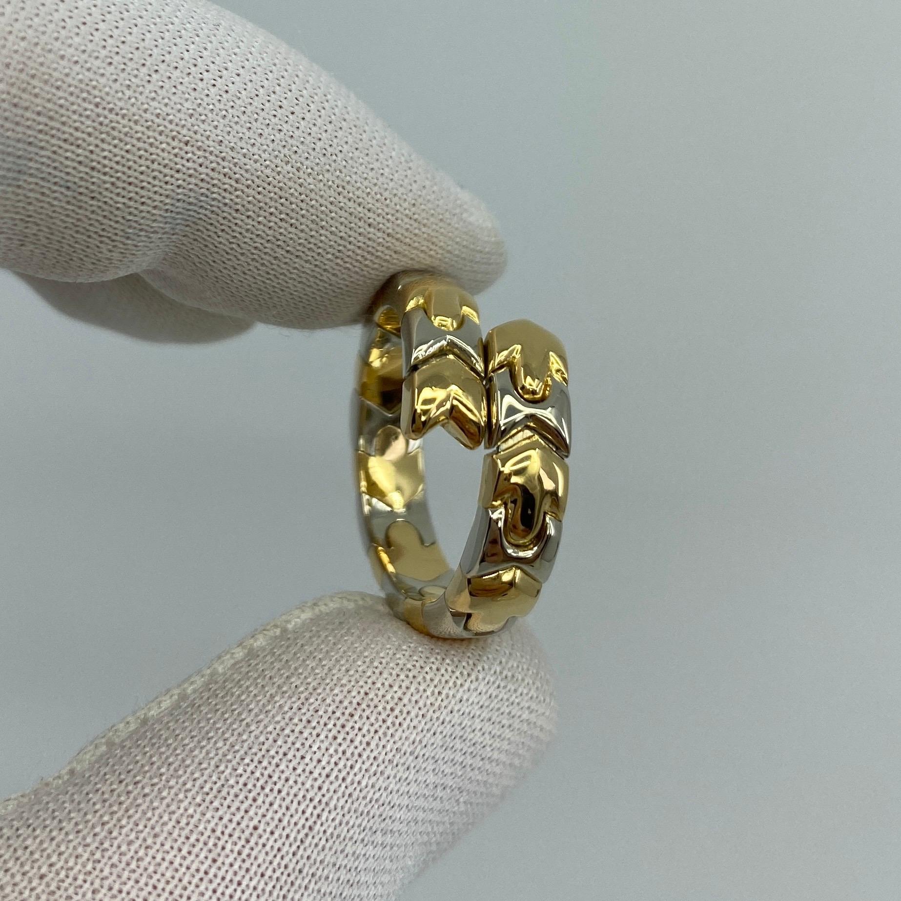 Rare Vintage Bvlgari Alveare Parentesi 18k Yellow Gold & Steel Spring Snake Ring 2