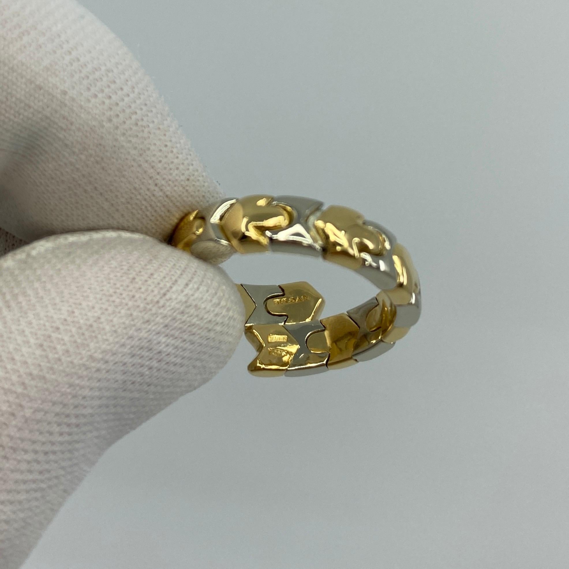 Rare Vintage Bvlgari Alveare Parentesi 18k Yellow Gold & Steel Spring Snake Ring 4