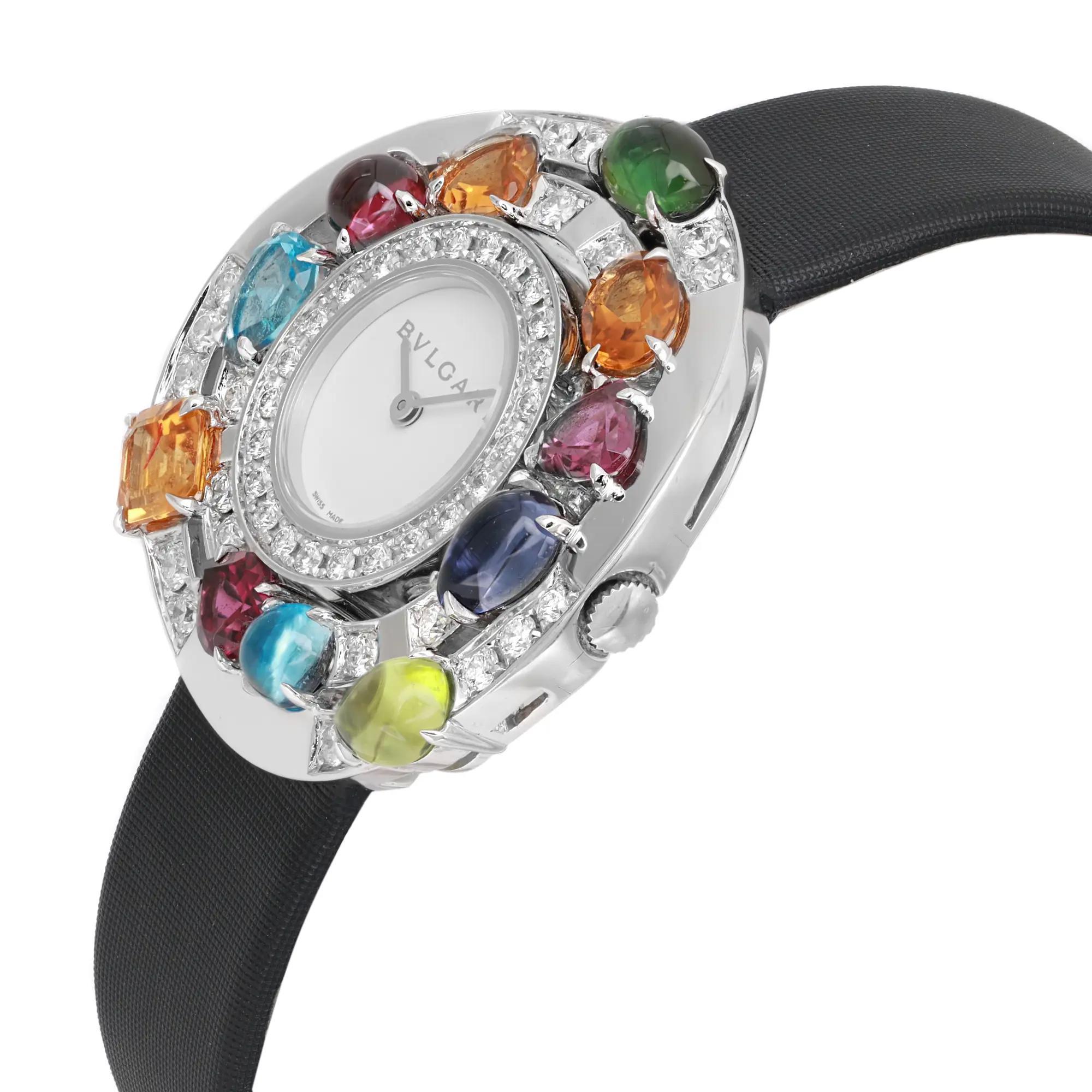 Rare Bvlgari Astrale Gemed Diamond 18K White Gold White Dial Ladies Watch 101338 In Excellent Condition In New York, NY