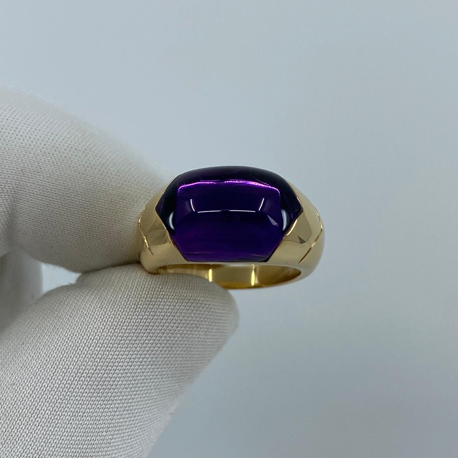 Rare Bvlgari Bulgari Deep Purple Amethyst Certica 18 Karat Yellow Gold Ring 2