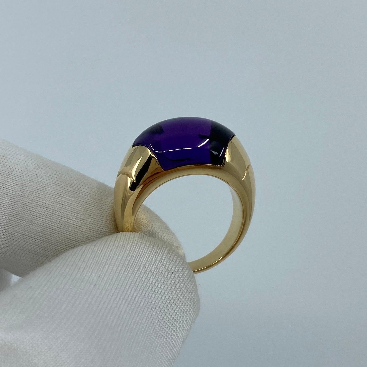 Rare Bvlgari Bulgari Deep Purple Amethyst Certica 18 Karat Yellow Gold Ring 3