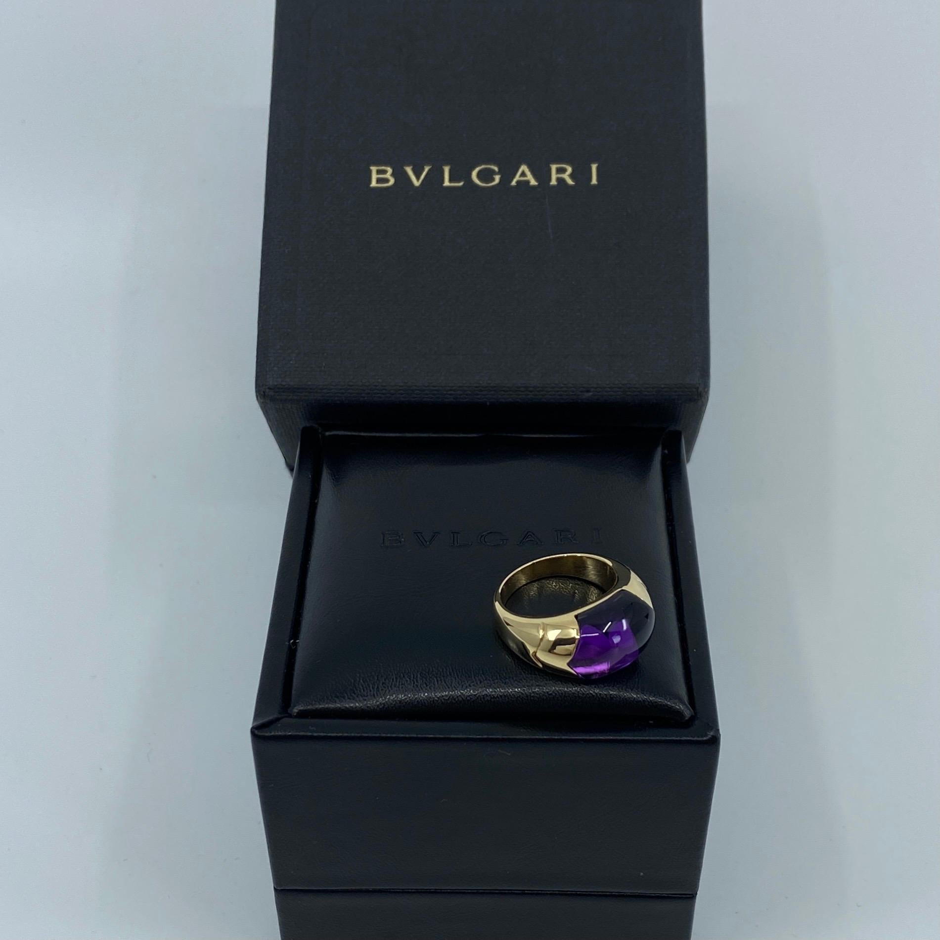 Rare Bvlgari Bulgari Deep Purple Amethyst Certica 18 Karat Yellow Gold Ring 4