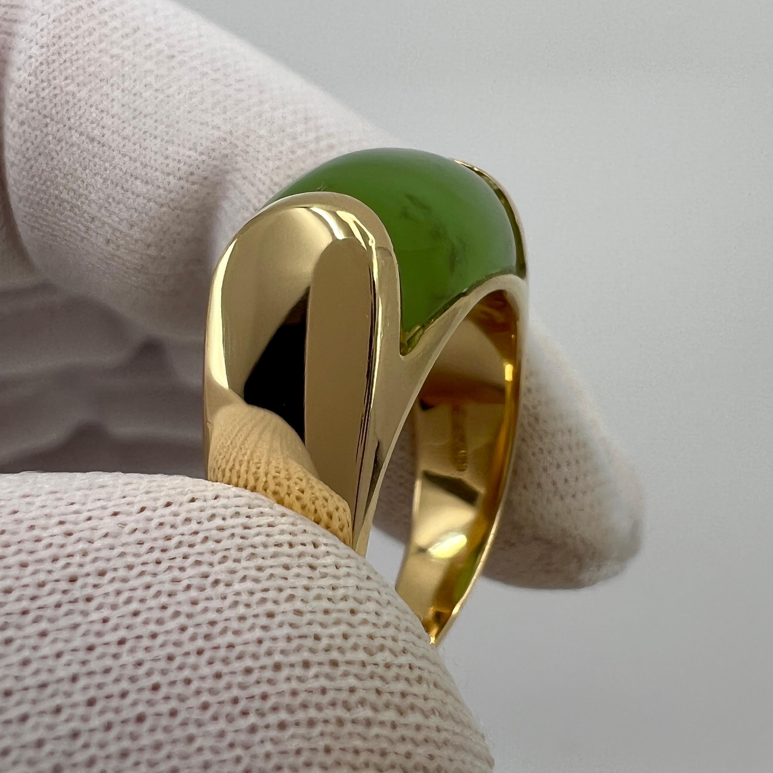 Raro anello Bvlgari Bulgari Tronchetto di giada verde in oro giallo 18 carati con scatola 3