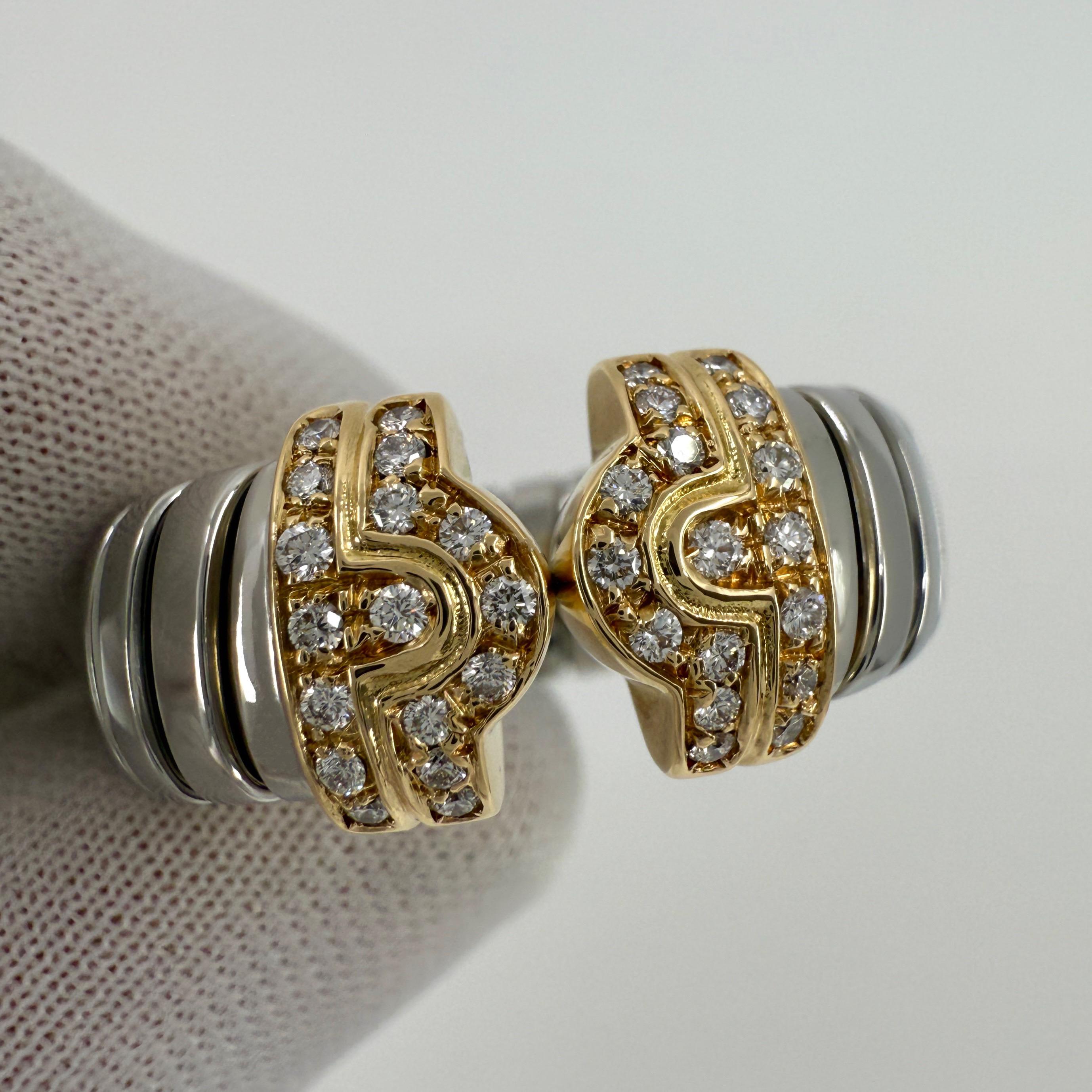 Rare Bvlgari Bulgari Parentesi Tubogas Diamond 18 Karat Gold Steel Band Ring 6