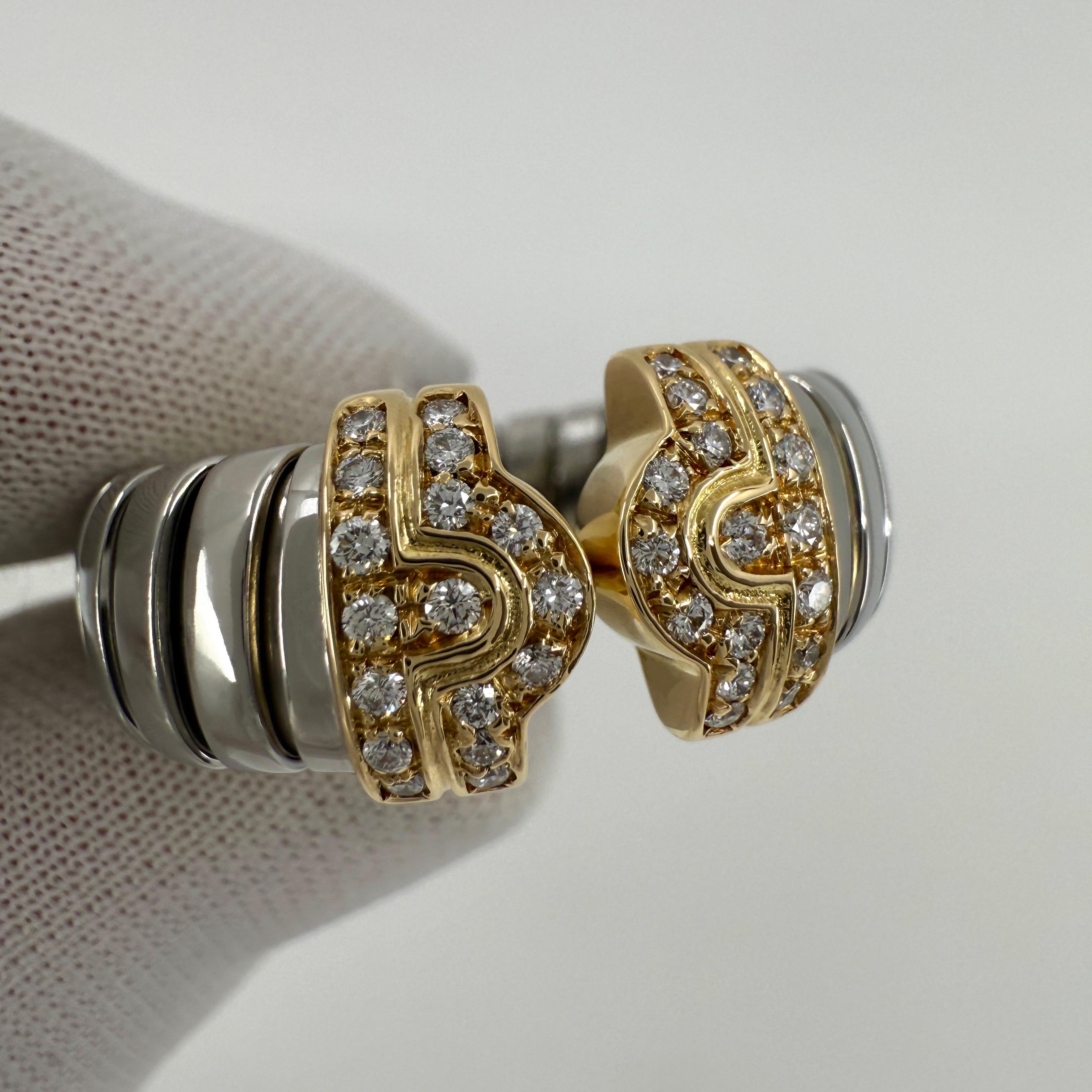 Women's Rare Bvlgari Bulgari Parentesi Tubogas Diamond 18 Karat Gold Steel Band Ring