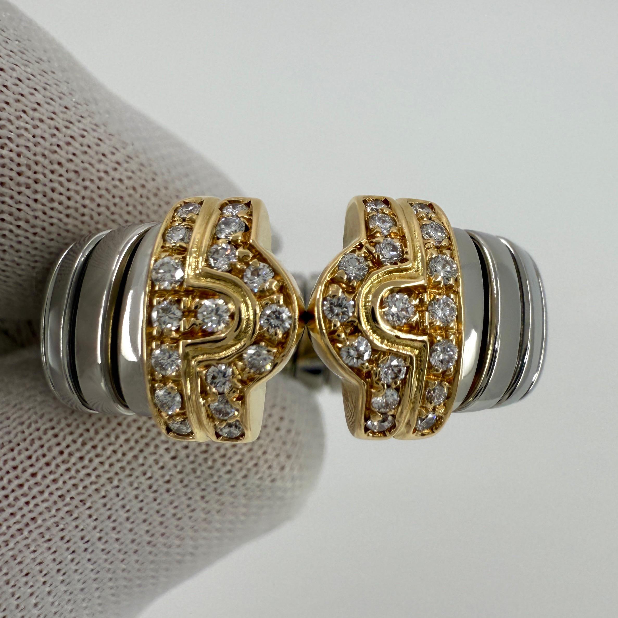 Rare Bvlgari Bulgari Parentesi Tubogas Diamond 18 Karat Gold Steel Band Ring 4