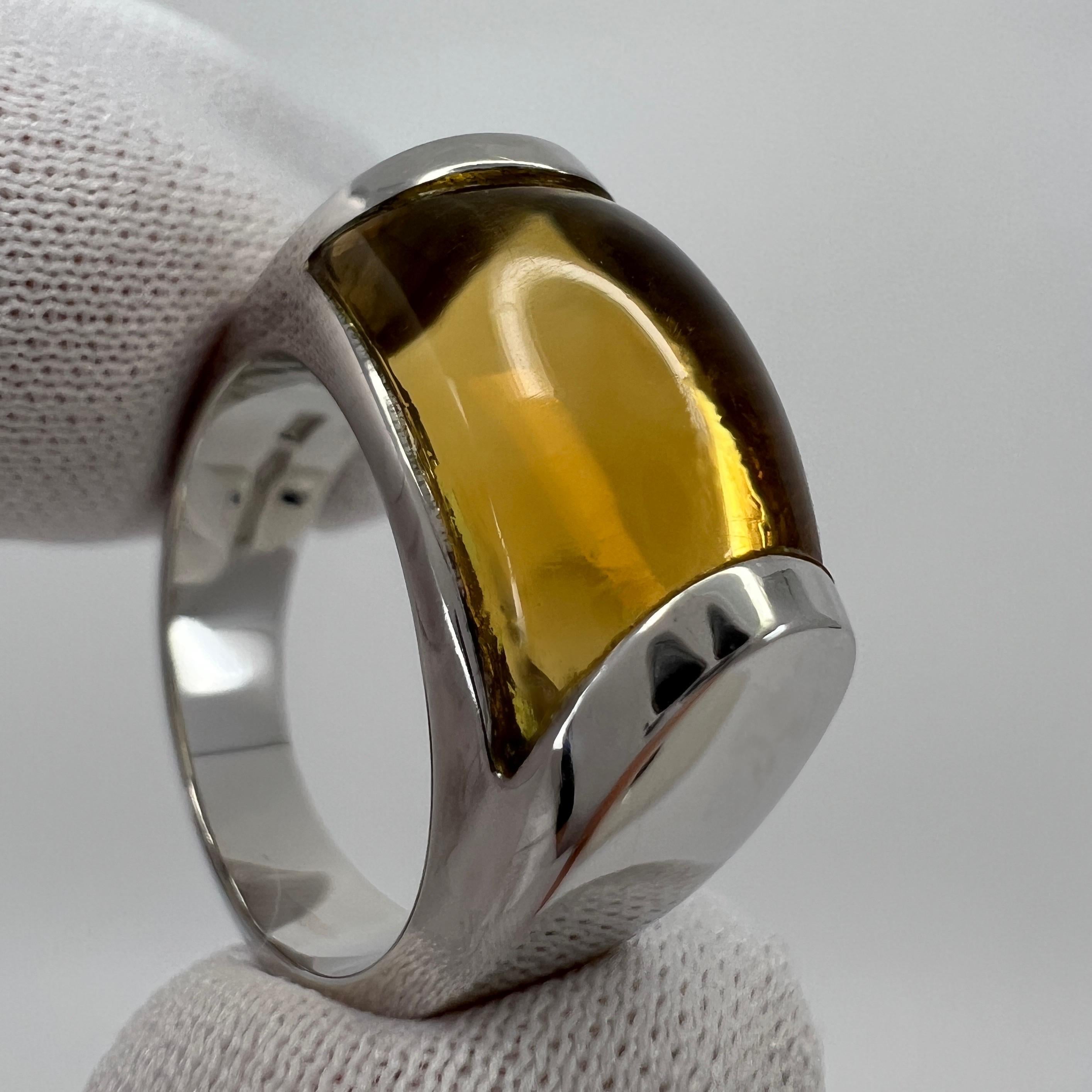 Rare Bvlgari Bulgari Tronchetto 18k White Gold Yellow Citrine Ring with Box For Sale 2