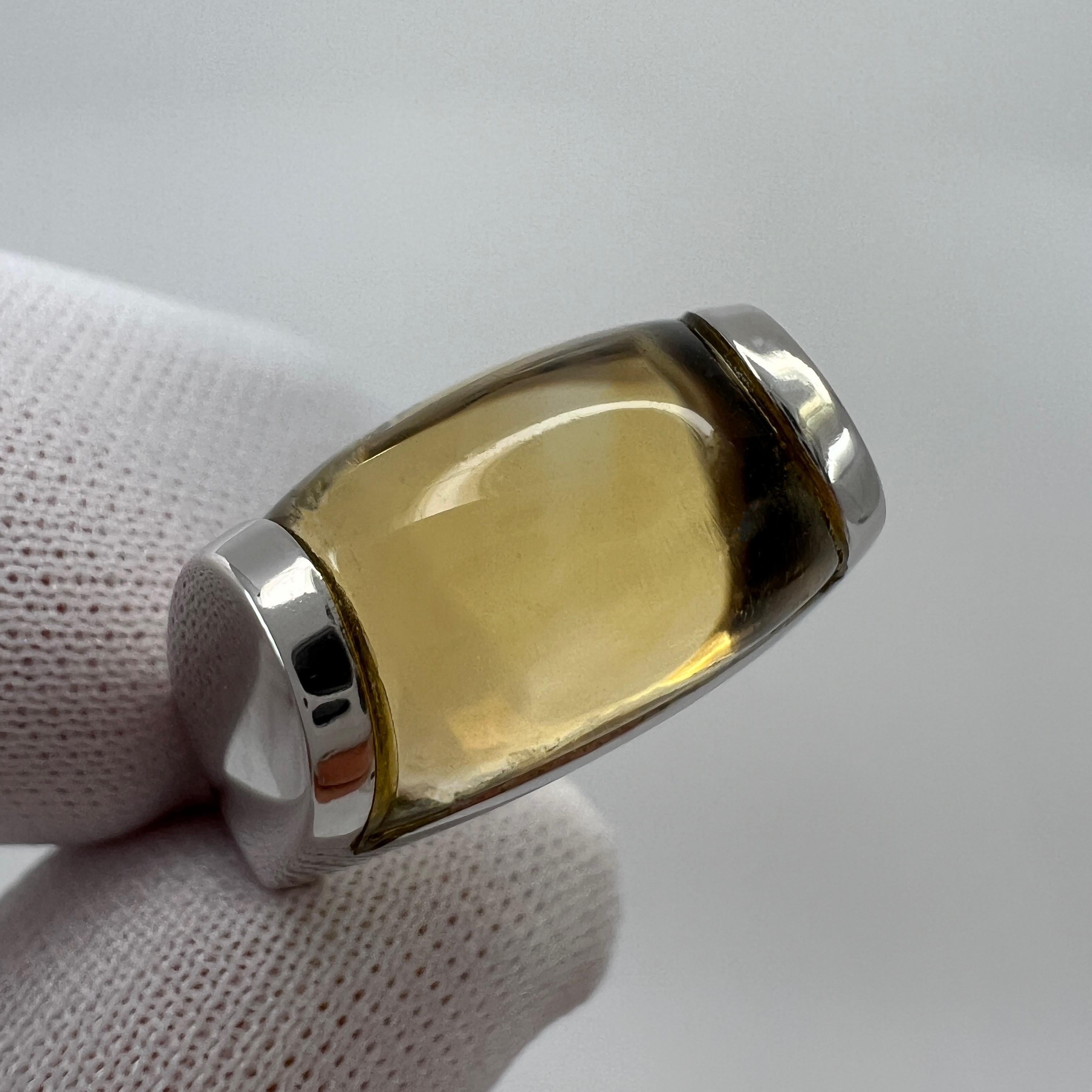 Rare Bvlgari Bulgari Tronchetto 18k White Gold Yellow Citrine Ring with Box 4